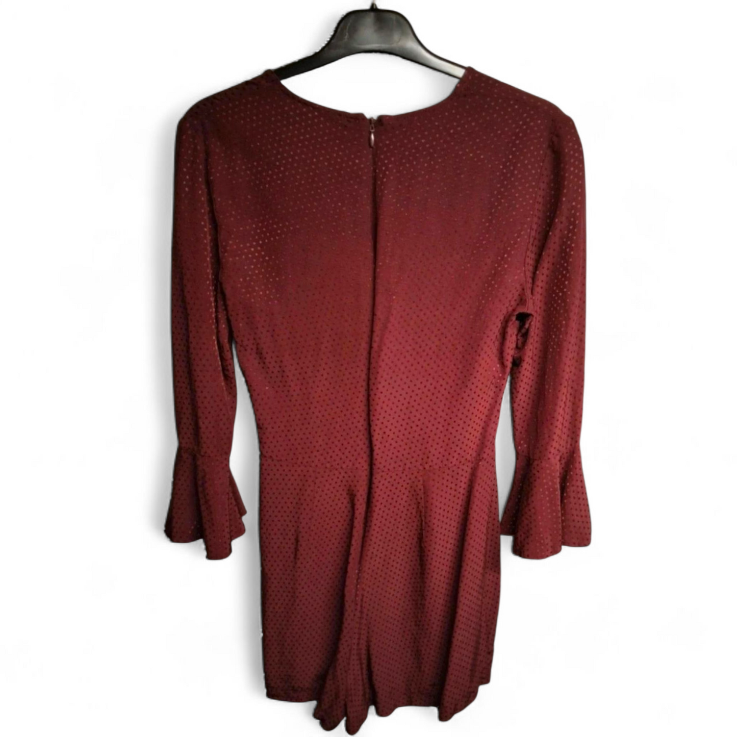 Topshop Purple Playsuit – Size 10 – Bell Sleeve Wrap Style with Zip Back