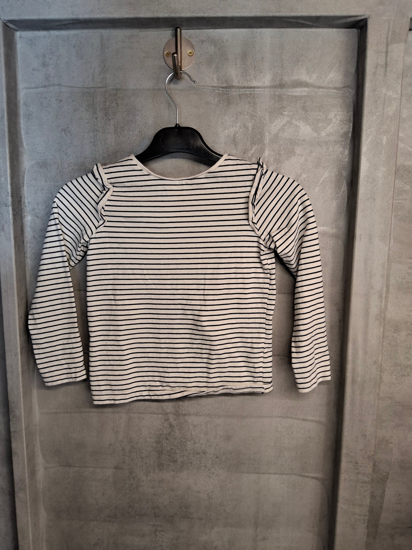F&F Girls Black & White Striped Long Sleeve T-Shirt – Age 6-7 Years – 100% Cotton