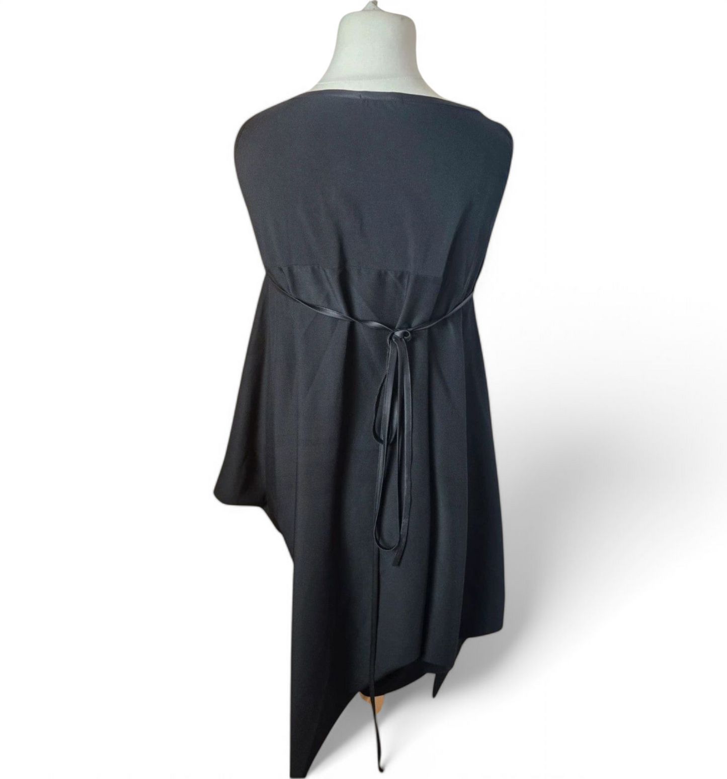 Manuela black sleeveless layered asymmetrical midi dress one size