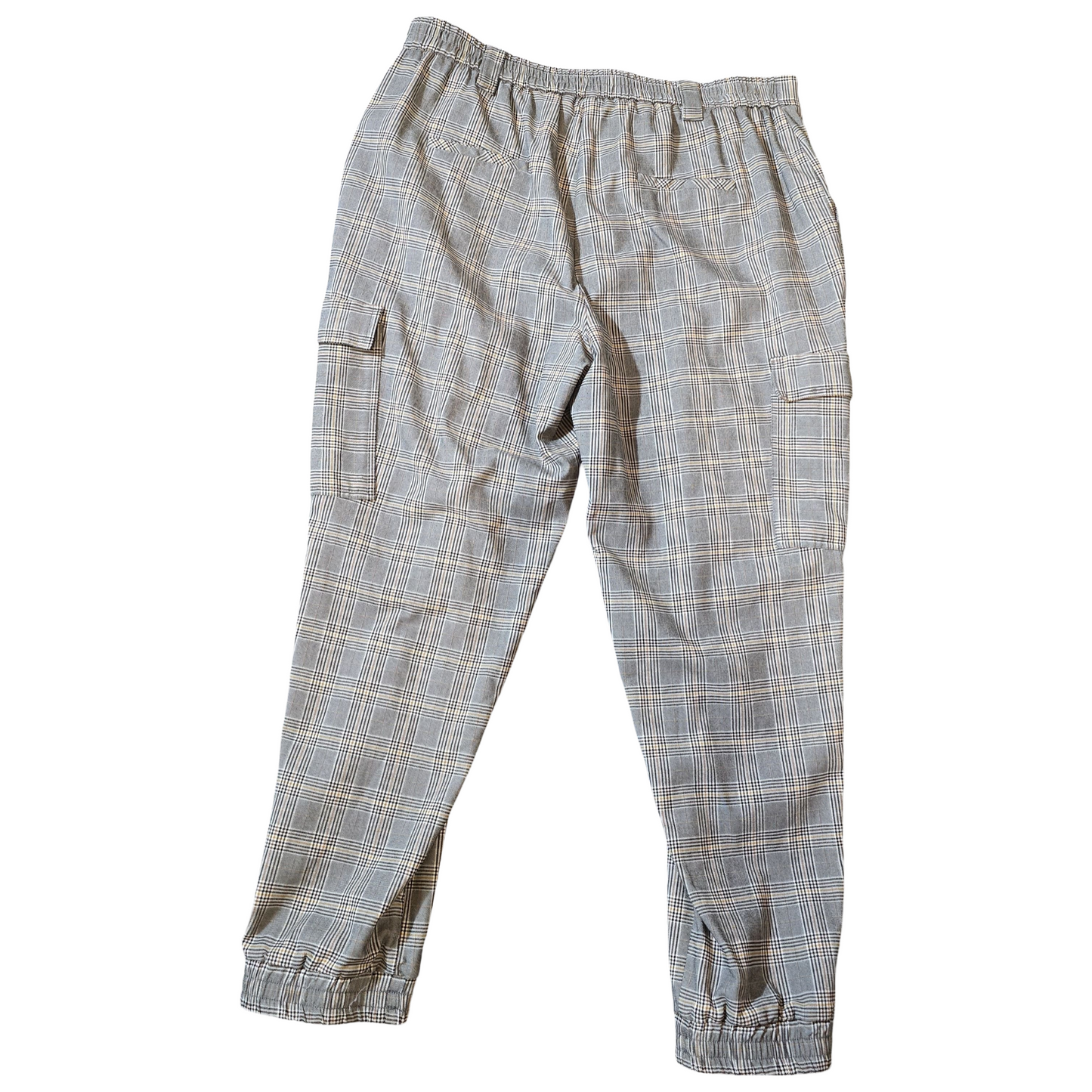 Primark Grey Checked Cargo Trousers – Size 18 – Cuffed Comfort Meets Cool Utility Style