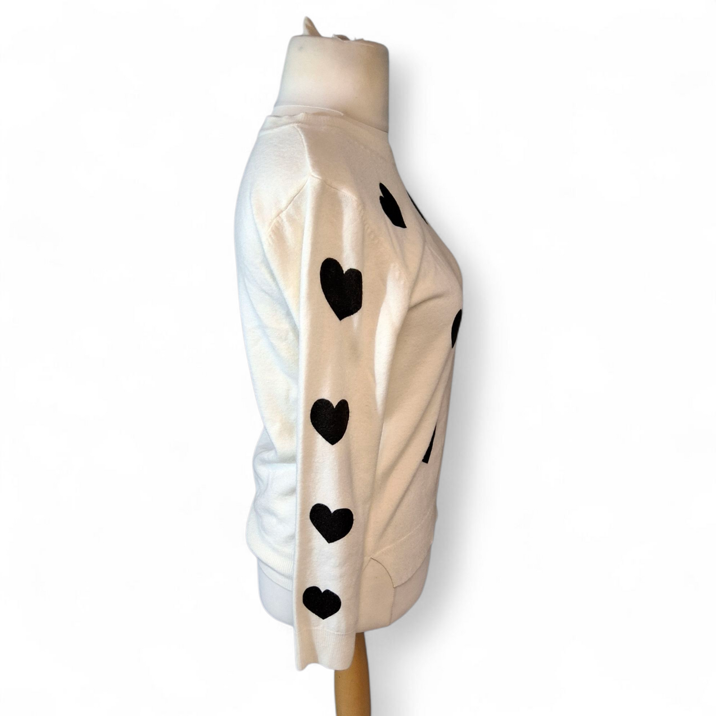 Marks & Spencer White & Black Heart Print Jumper – Size 12