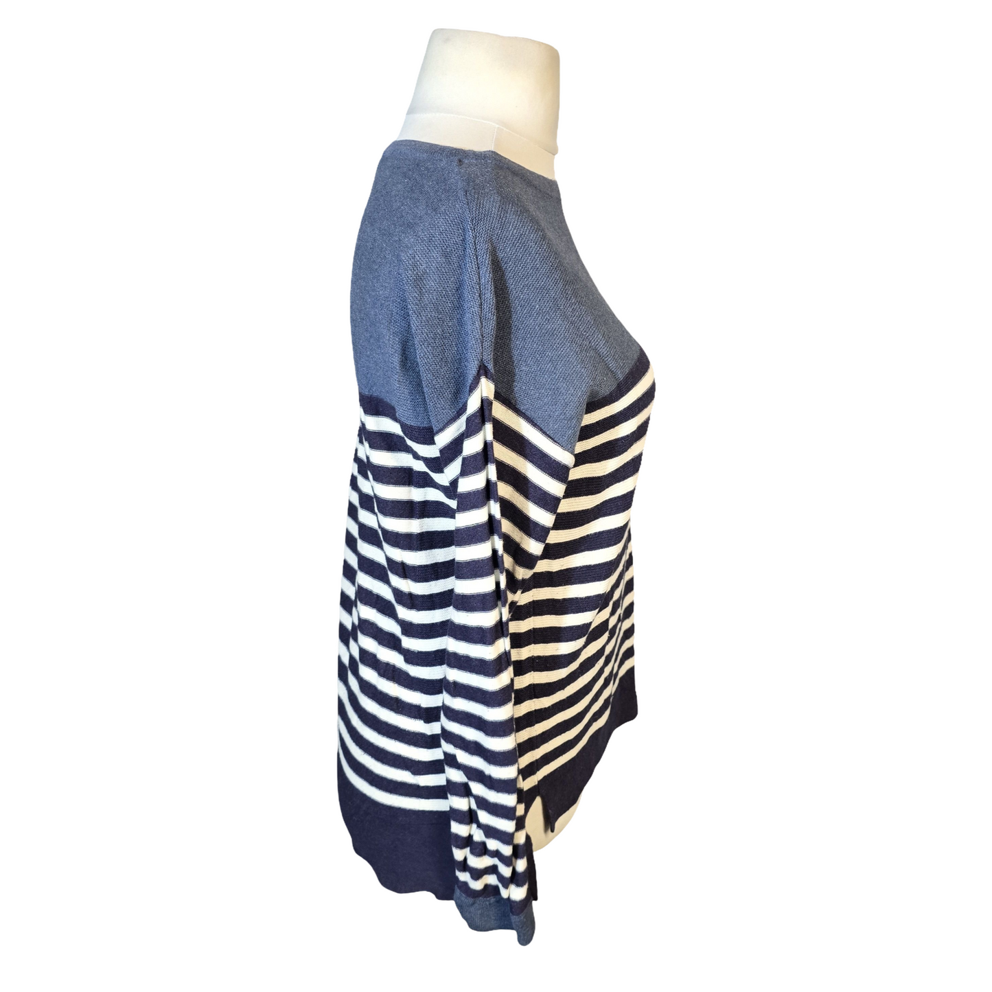 White Stuff Navy & White Striped Lightweight Jumper – Size 8