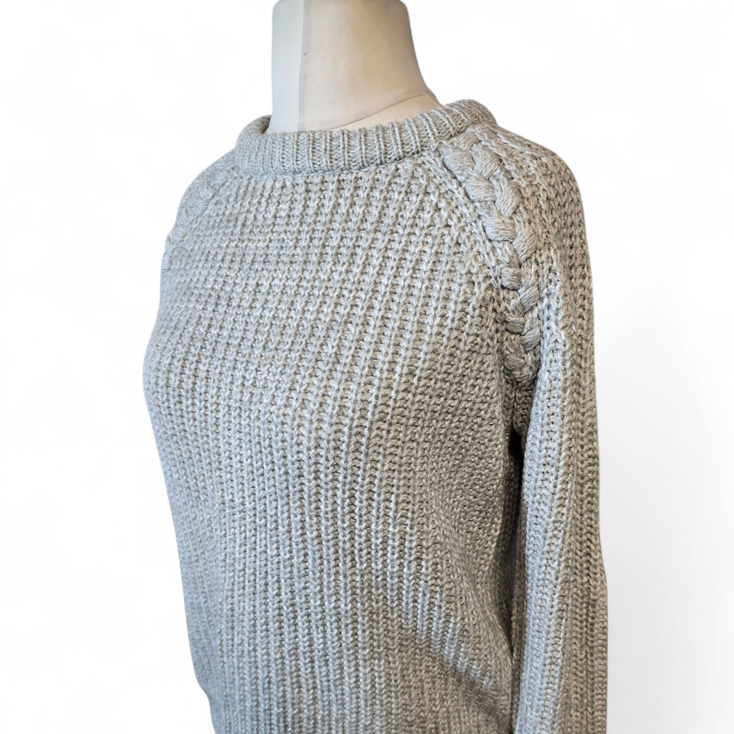 Primark Grey Knit Jumper – Plait Detail, Size 12