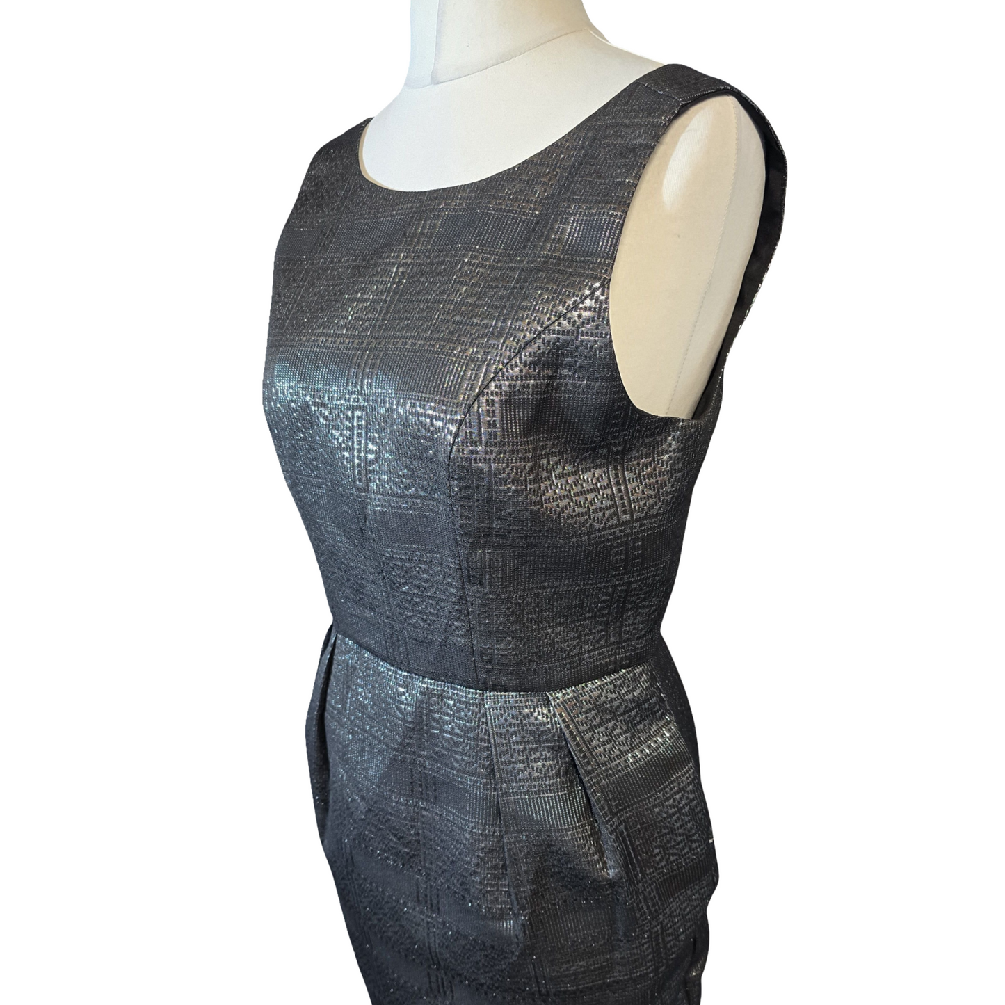 Darling London Black & Silver Patterned Dress – Size 12 (NWT)