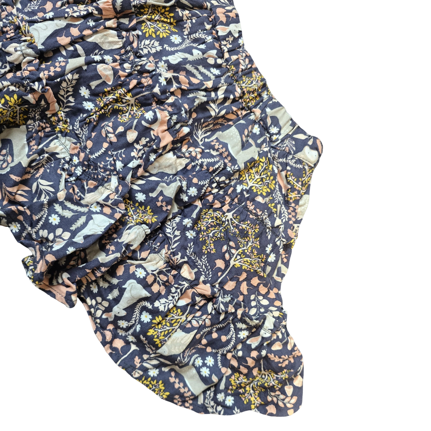 Shrinking Violet Navy Skirt – Girls 2–3 Years – 100% Cotton – Tiered Woodland Print