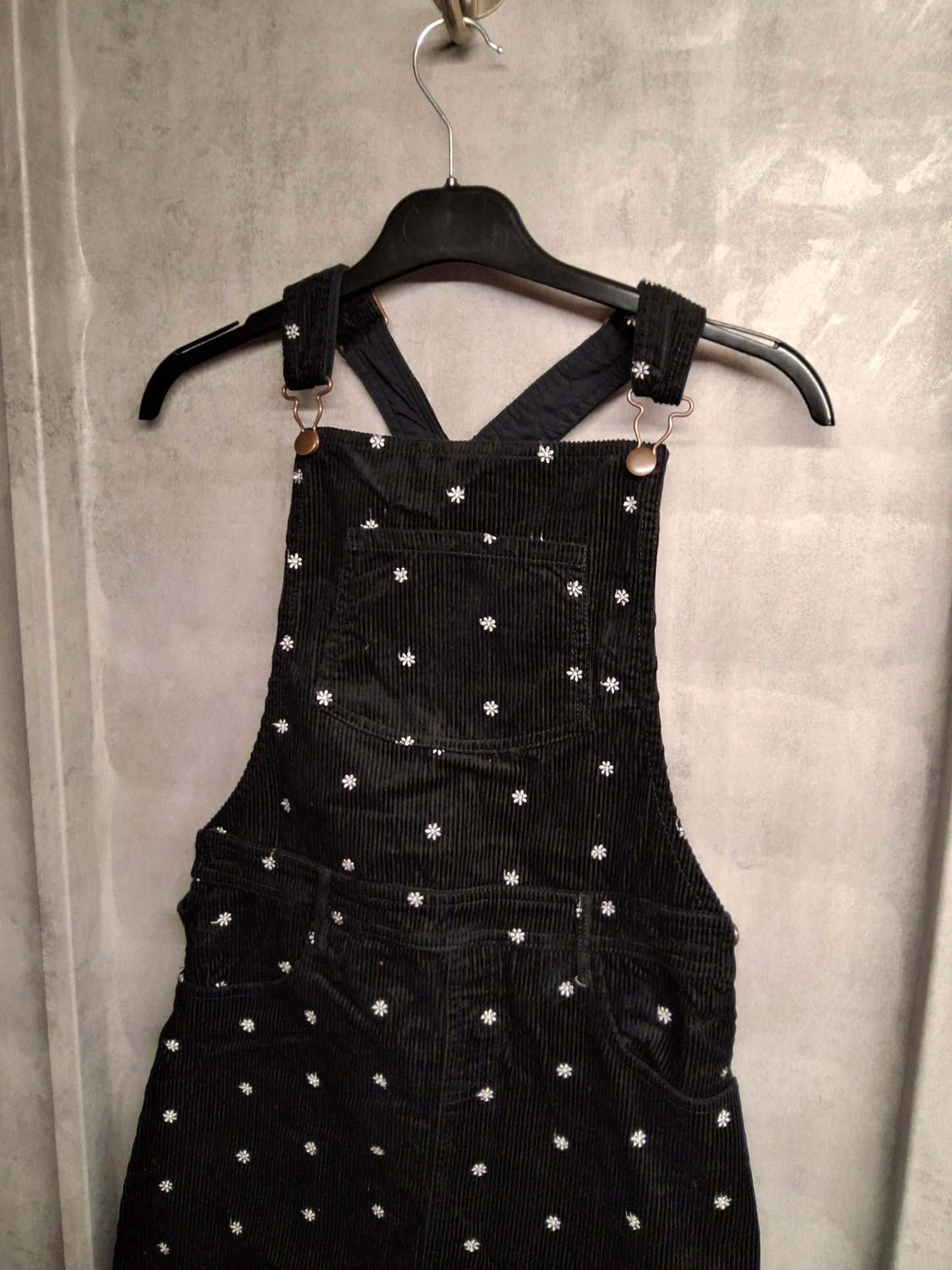 M&S Girls Black & White Cord Pinafore Dress – Age 11-12 Years – 100% Cotton