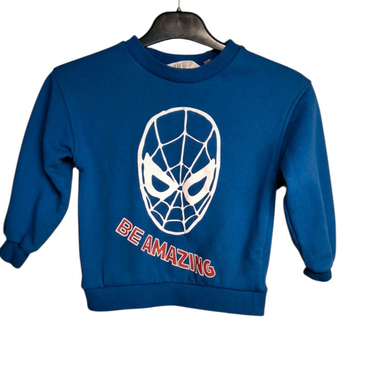 H&M Boys Spiderman Blue Jumper – Age 4-6 Years – Cotton Blend