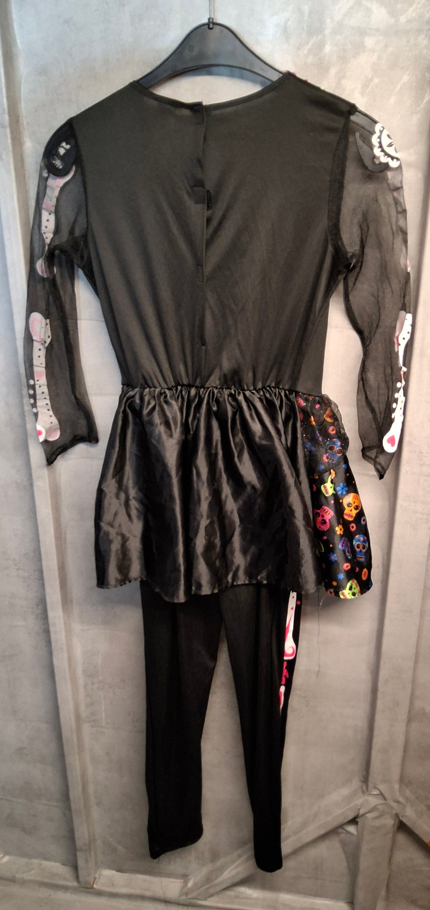 F&F Girls Black Skeleton Halloween Costume – Size 13–14 Years