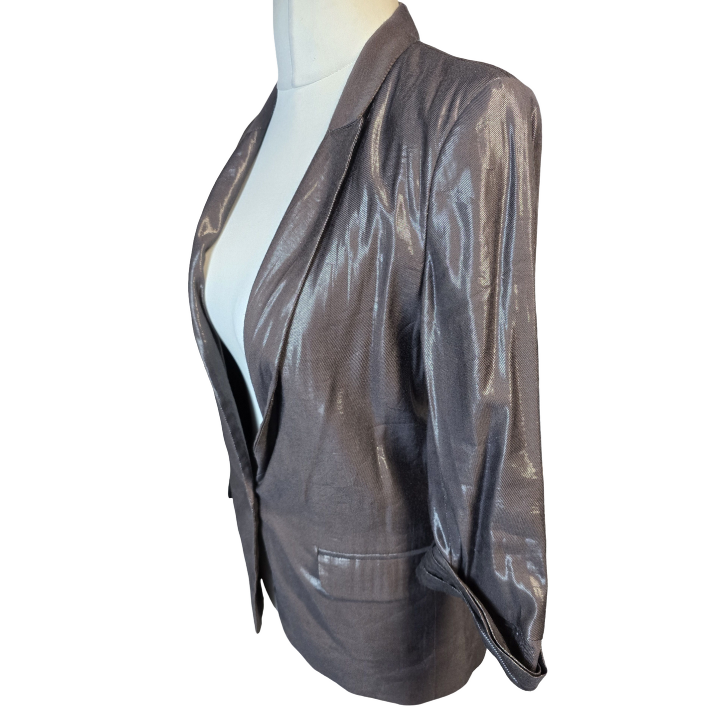 River Island L’Art Copper Brown Shiny Blazer – Size 8 – Late 90s / Early 00s