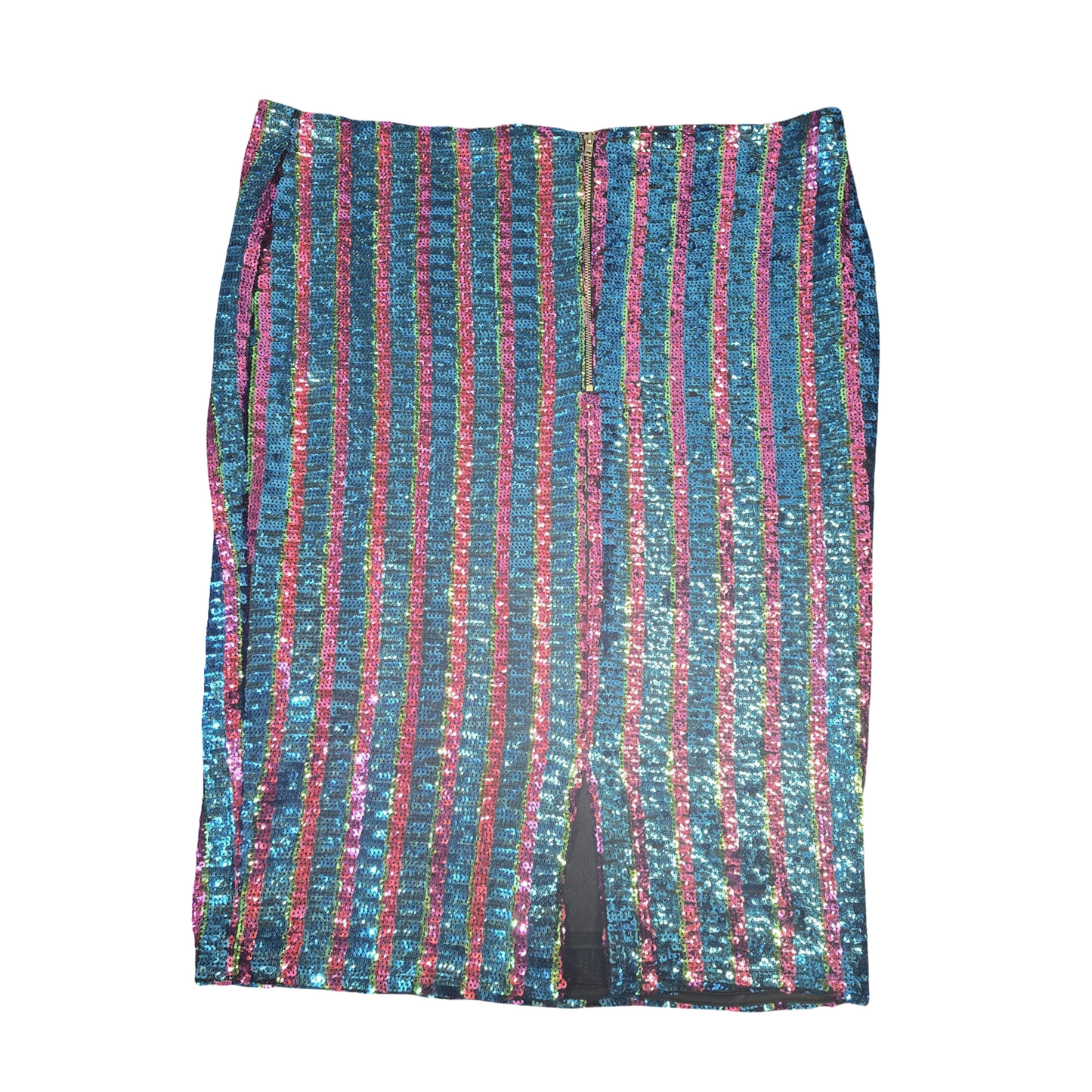 George Blue, Pink & Green Sequin Stripe Skirt – Size 18 – NWT