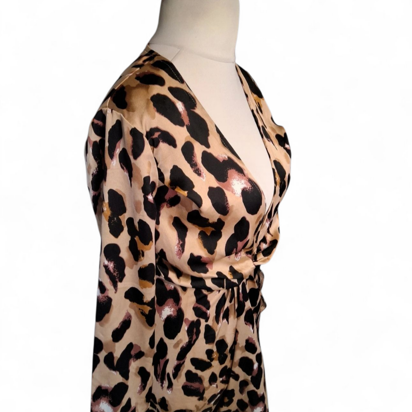 PLT Animal Print Asymmetrical Wrap Dress – Size 8 – Long Sleeves – NWT