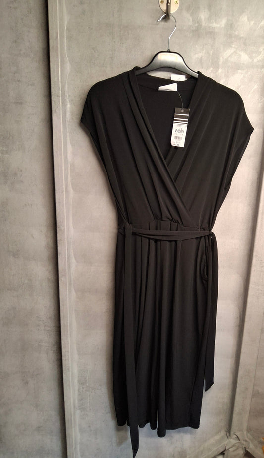 Wallis Black Cropped Jumpsuit with Belt & Pockets – Size 10 – NWT RRP £45