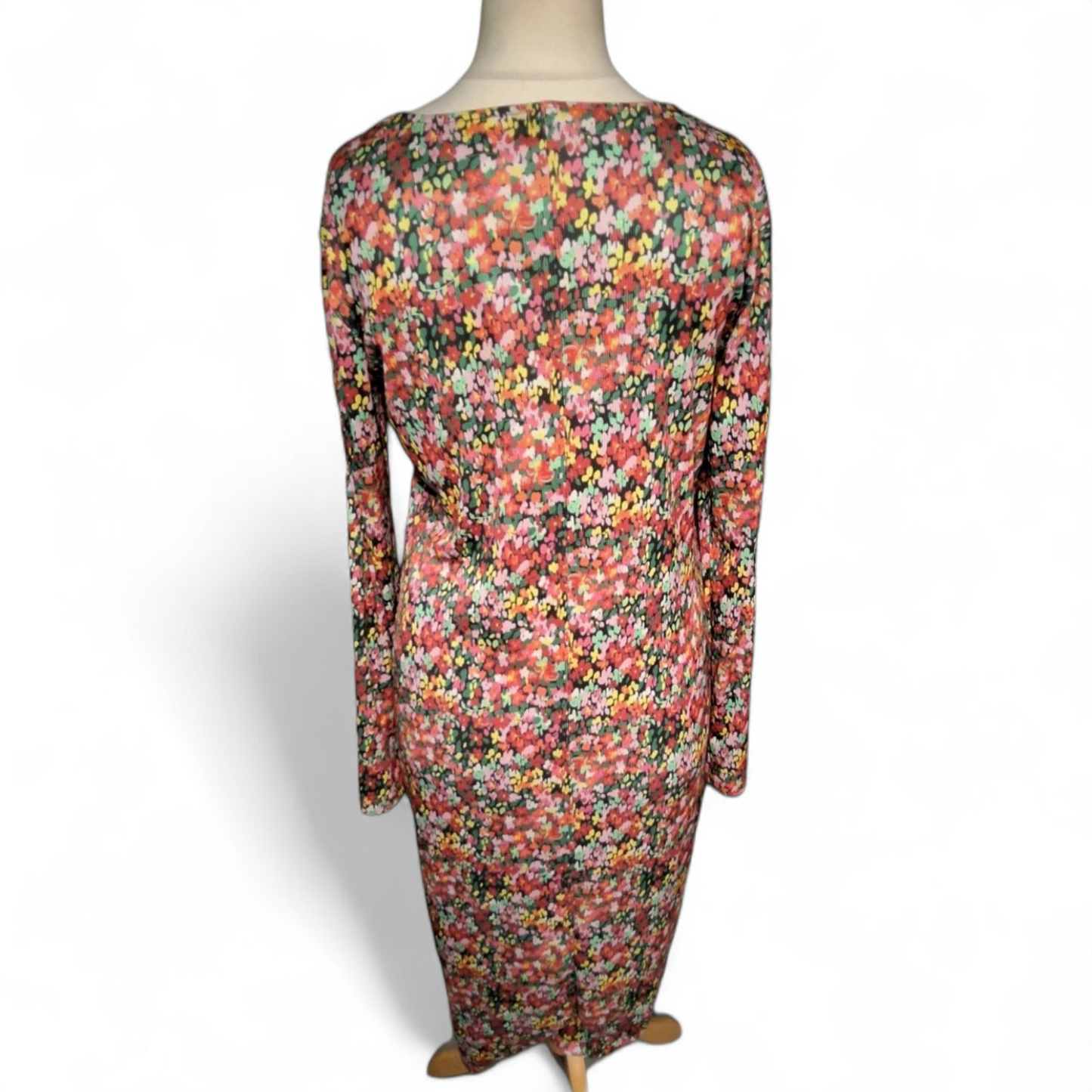 Pieces Floral Bodycon Midi Dress – Size 2XL (UK size 14/16)