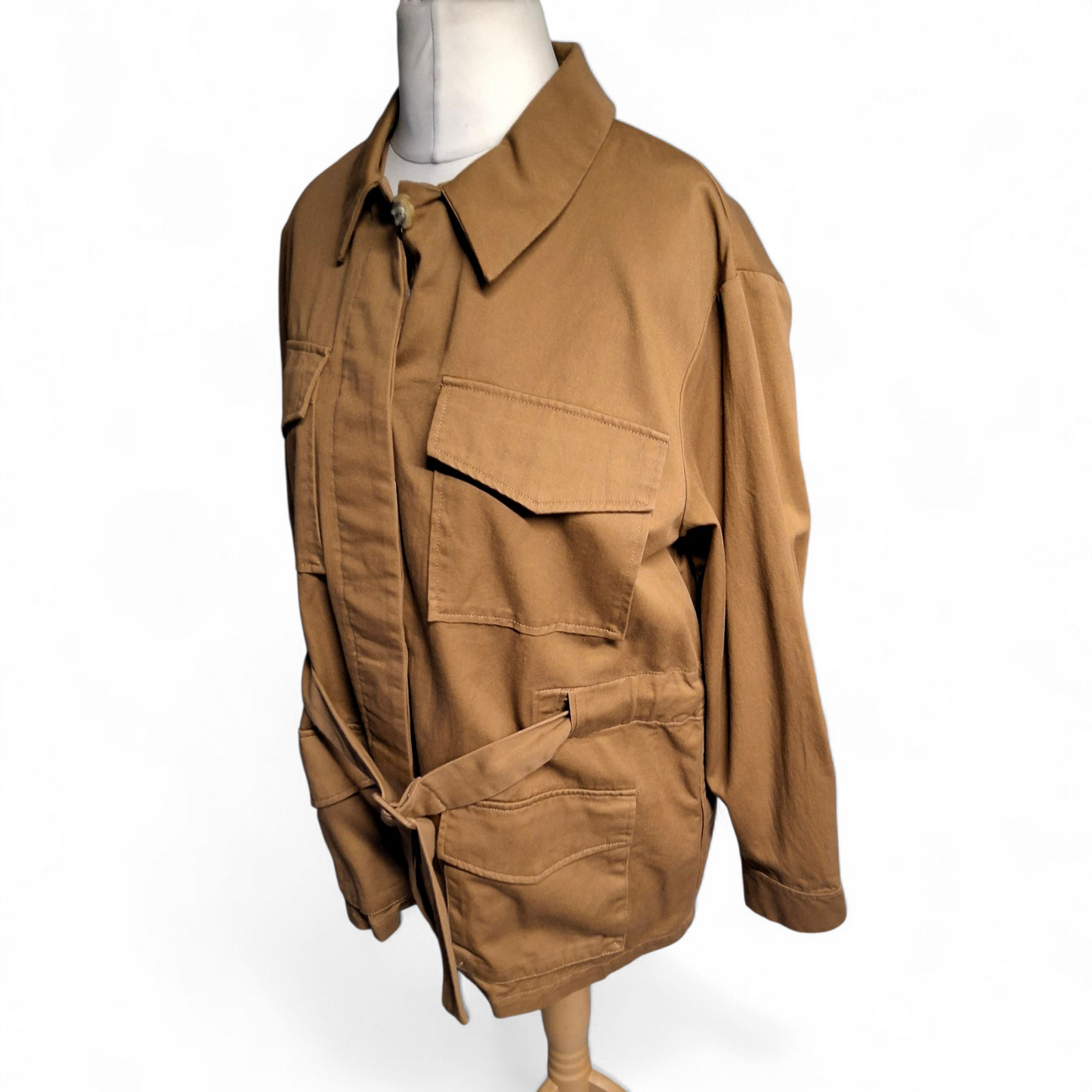 La Redoute Brown Cotton Belted Shacket – Size 12 – Timeless Layering