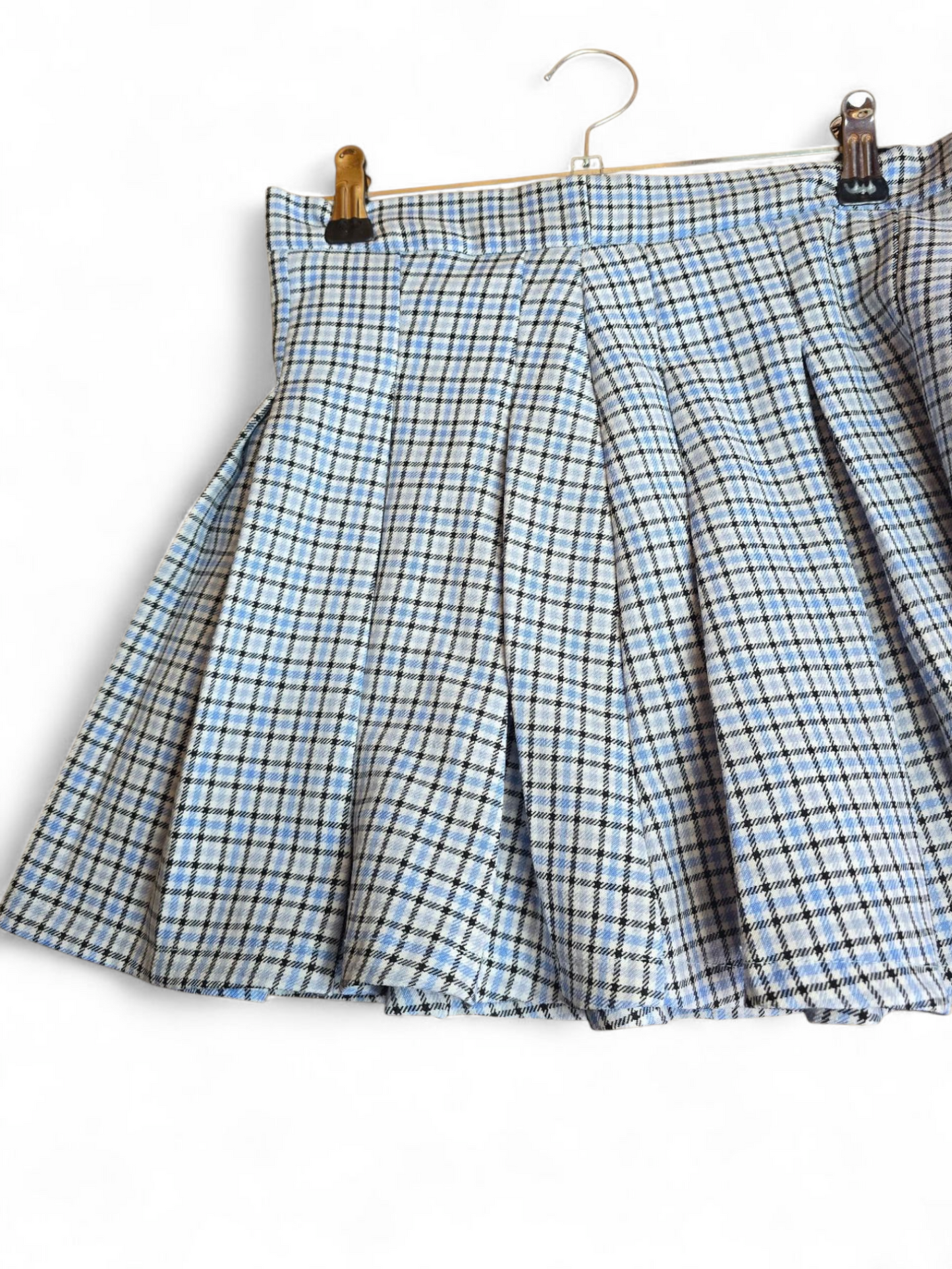 Matalan Girls Blue & Black Checked Skater Skirt | Age 11 | Zip Back, Flared Style