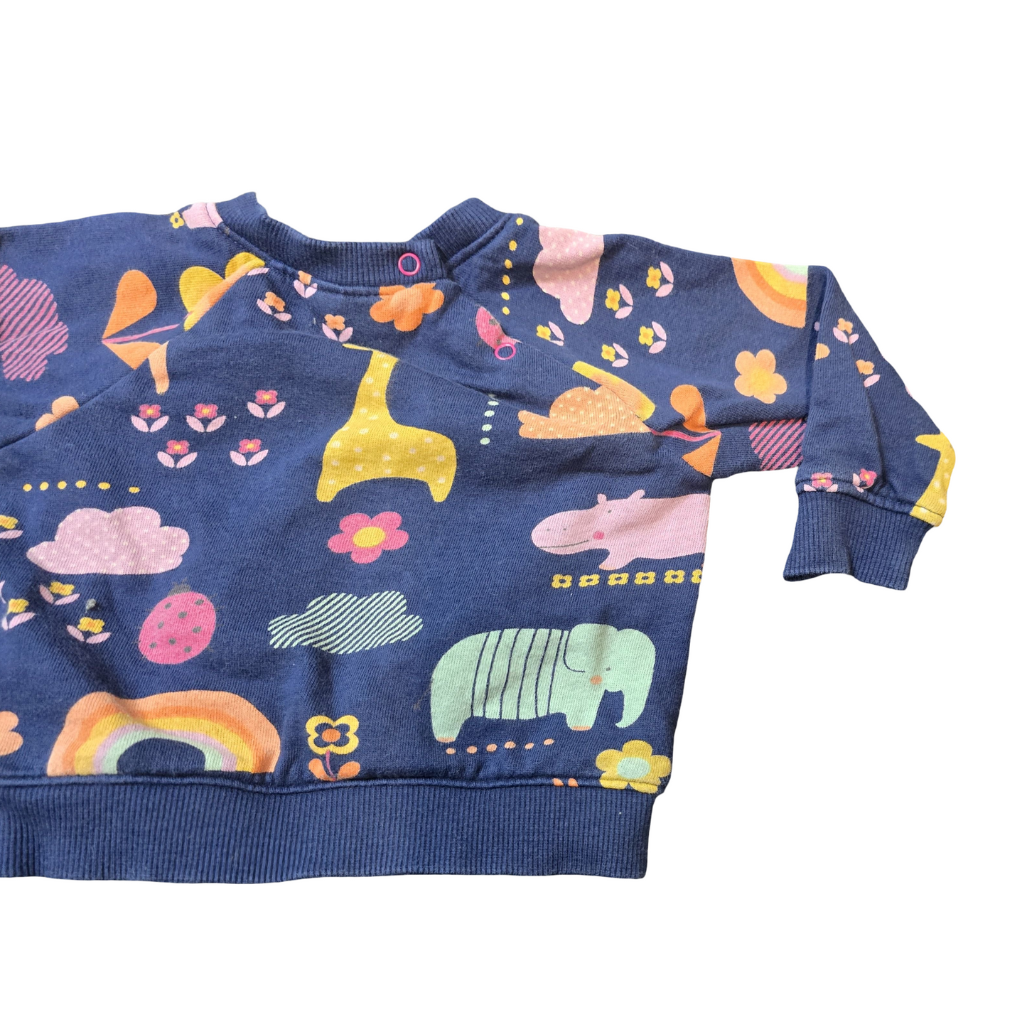 Next Girls Navy Animal Print Jumper – 3–6 Months – 100% Cotton