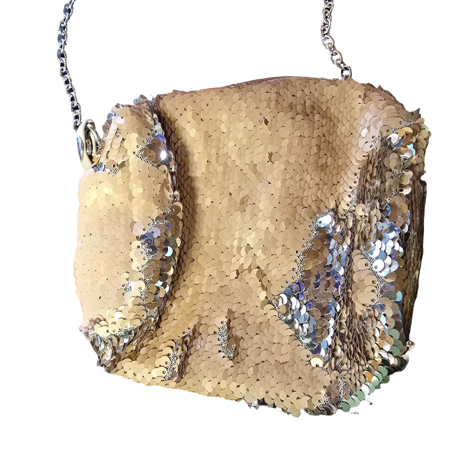 Primark Girls Rose Gold Sequin Bag – Detachable Chain Strap