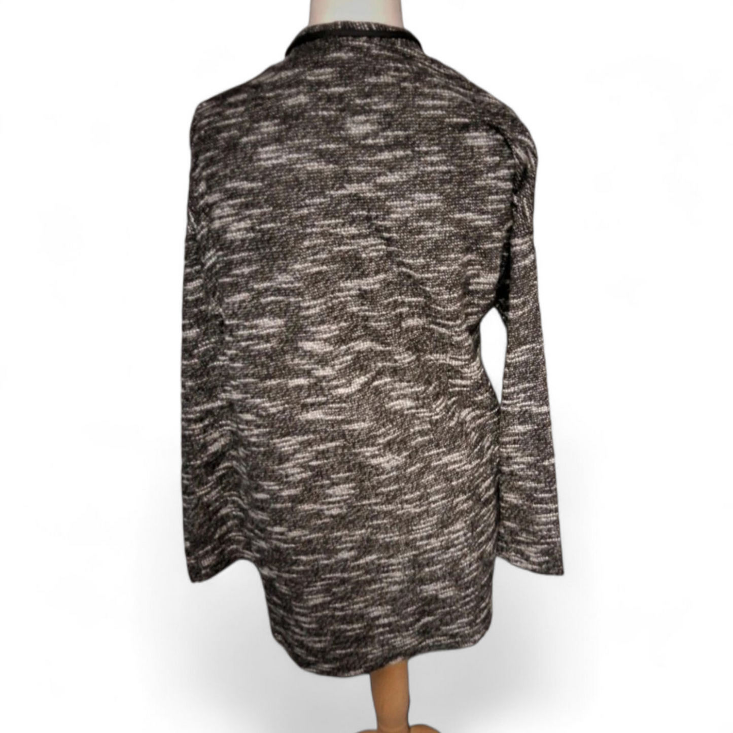 Matalan Black & White Marled Waterfall Cardigan – Size Small