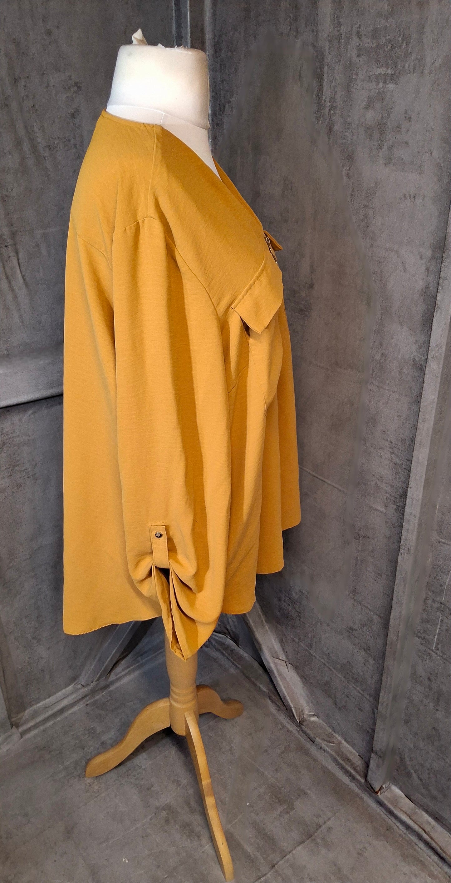 Primark Mustard Oversized Blouse – Size 20 – ¼ Zip Long Sleeve