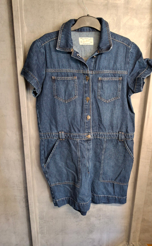 FatFace ‘Imogen’ Denim Playsuit – 100% Cotton – Size 12 with Pockets
