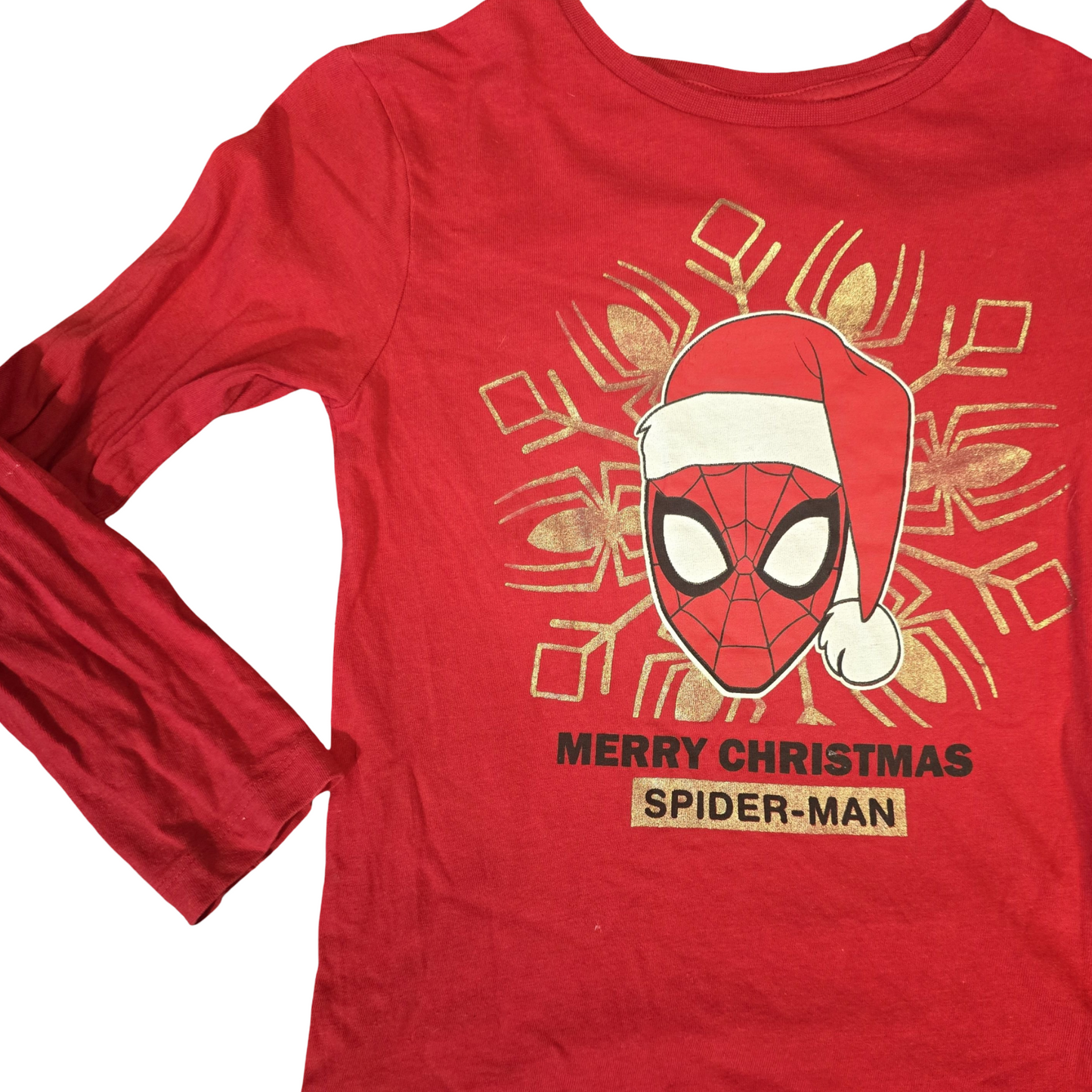 Studio Boys Red Spider-Man Christmas Top – Age 8 – Long Sleeve 100% Cotton Tee
