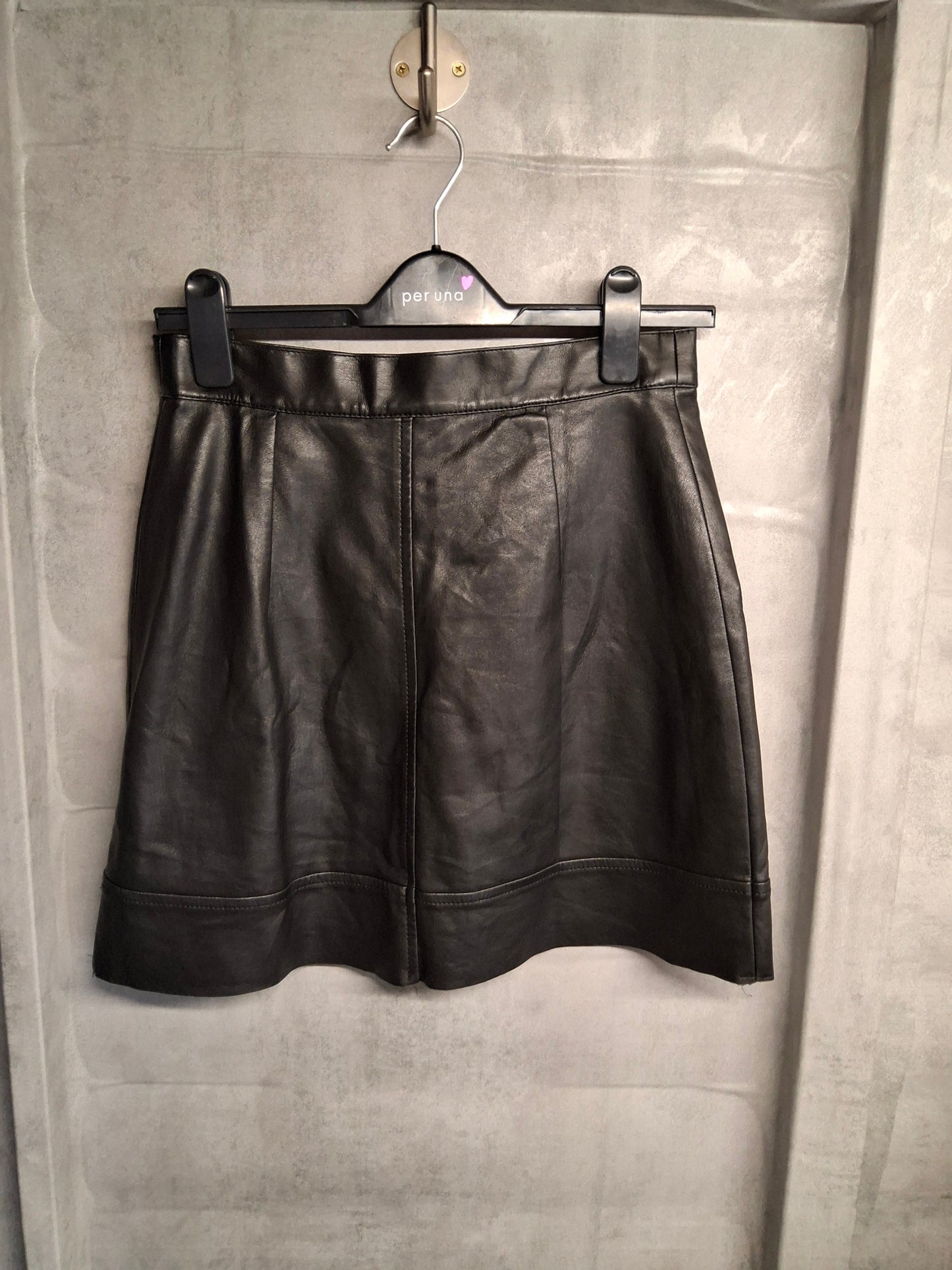 Monki Black Faux Leather Mini Skirt – Size 10 (EUR 38)