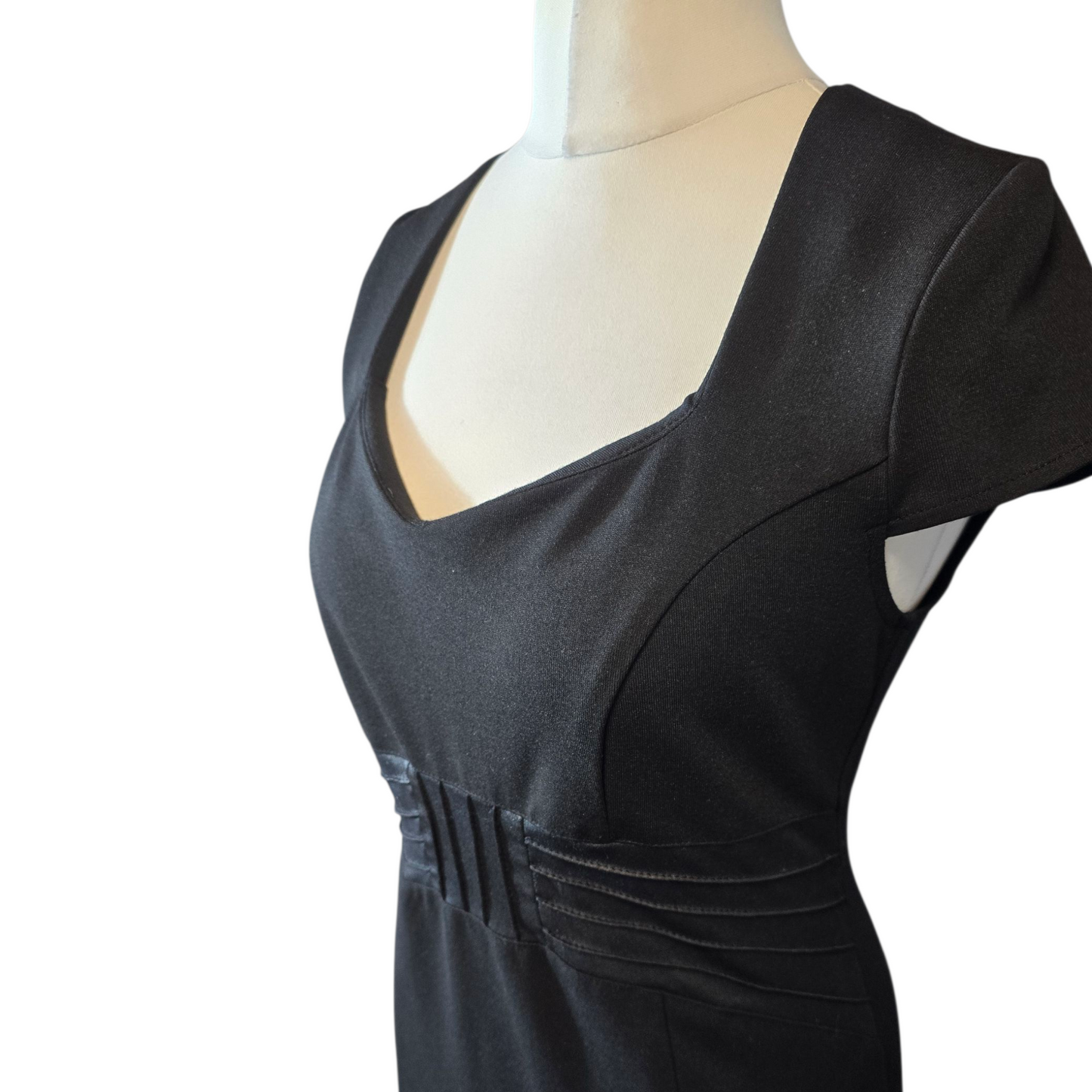 South Black Bodycon Dress with Waistband & Back Slit – Size 12