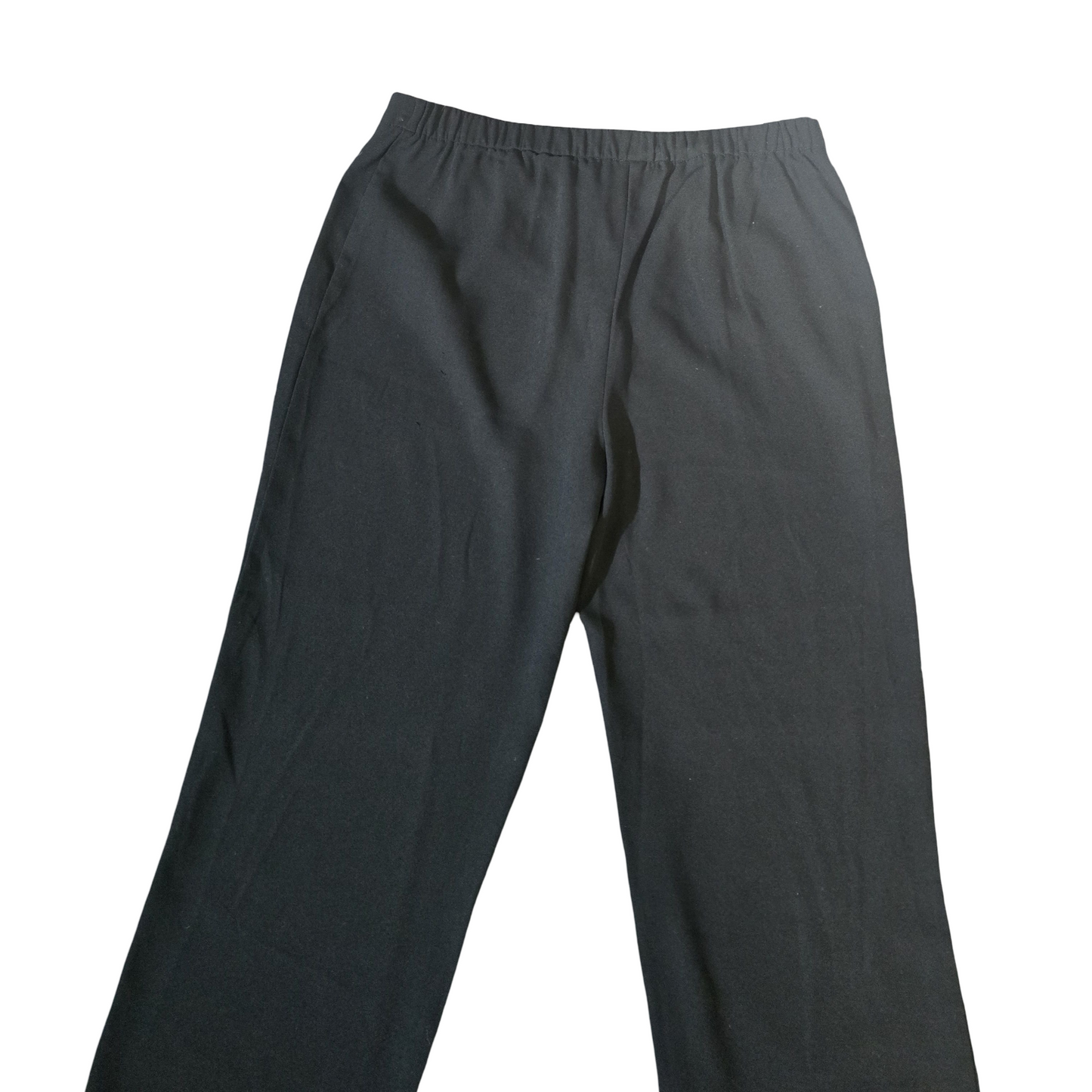 East Black Flared Leg Work Trousers – Size 14 – High Waist with Elasticated Back – 100% Polyester