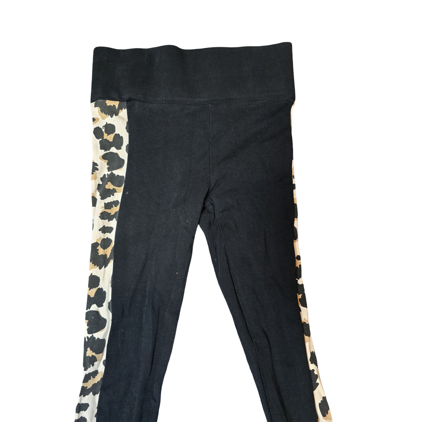George Girls Black Leggings with Animal Print Side Panel – Age 5–6 Years – Cotton