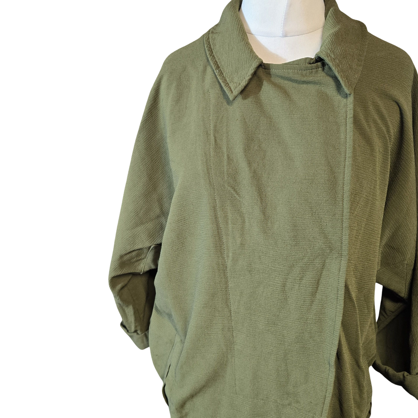 Topshop Khaki Green Oversized Midi Blazer – Size 10 – Lightweight Relaxed Fit