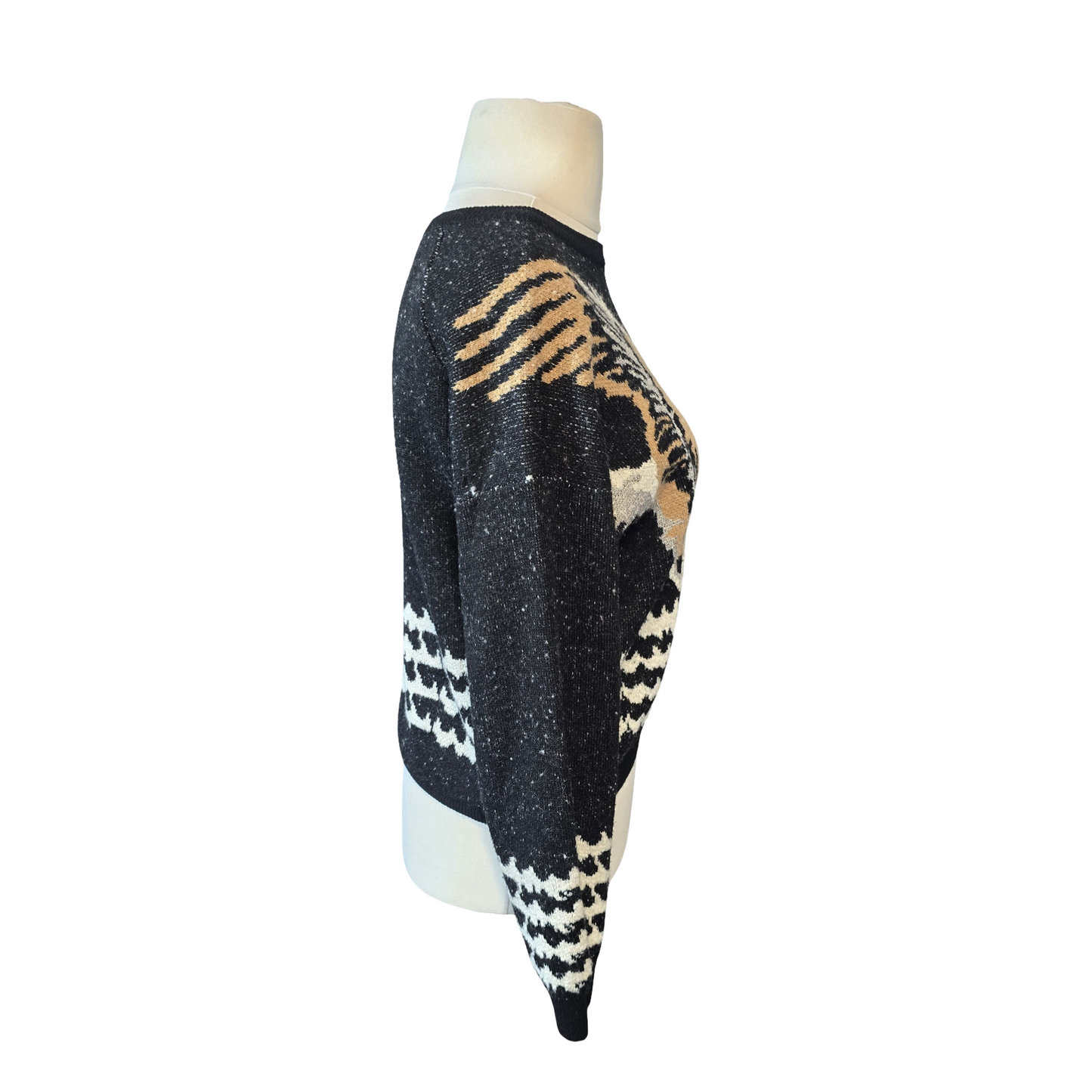 Zara Black & White Bird Knit Jumper – UK size 10 – Relaxed Fit