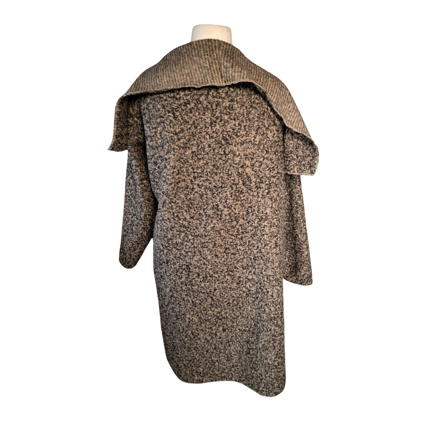 Made in Italy Diverse Brown & Black Knit Open Midi Wrap Cardigan Coat – One Size