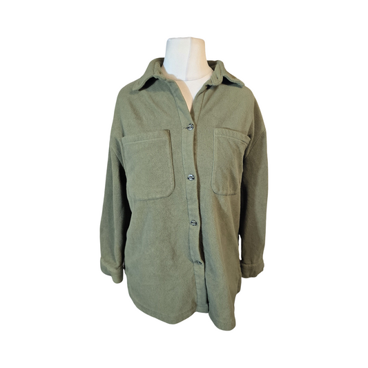 Tu Khaki Green Fleece Shacket – Size 14