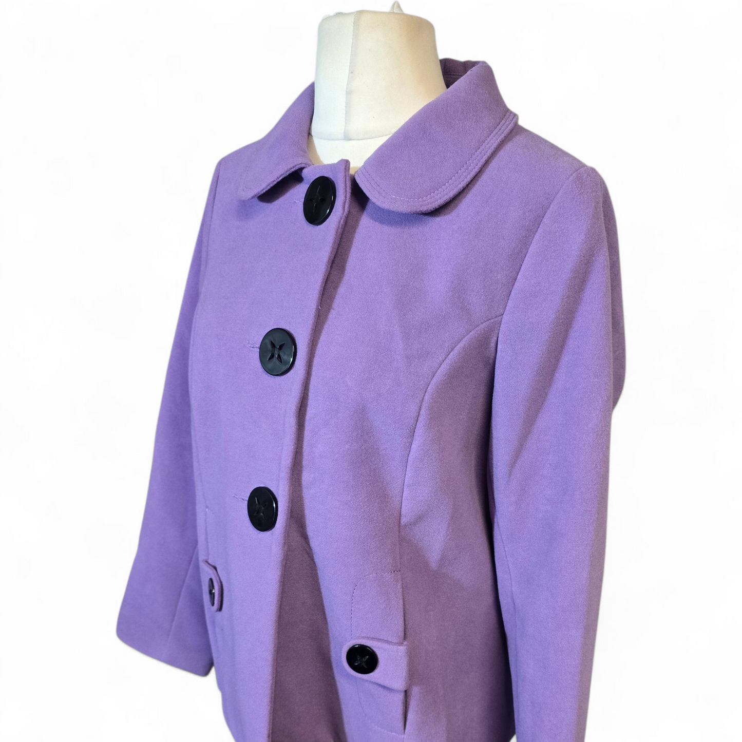 BM Lilac Pea Coat – Size 16 – Button Close & Pockets