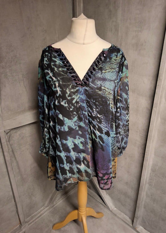 Together Sheer Gem V-Neck Blouse – Size M (UK size 14/16) Statement Top