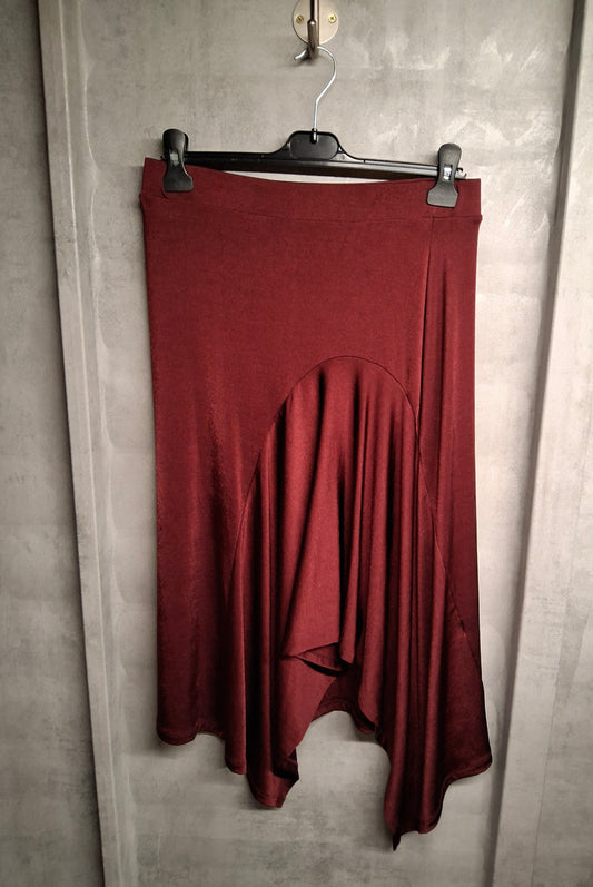 F&F Red Asymmetrical Skirt – Size 12 – Midi/Bodycon Style