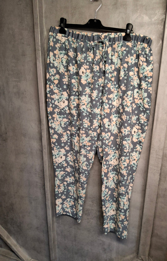 George Grey Floral Slim Leg Trousers – Size 18 – Elastic Waist – NWT
