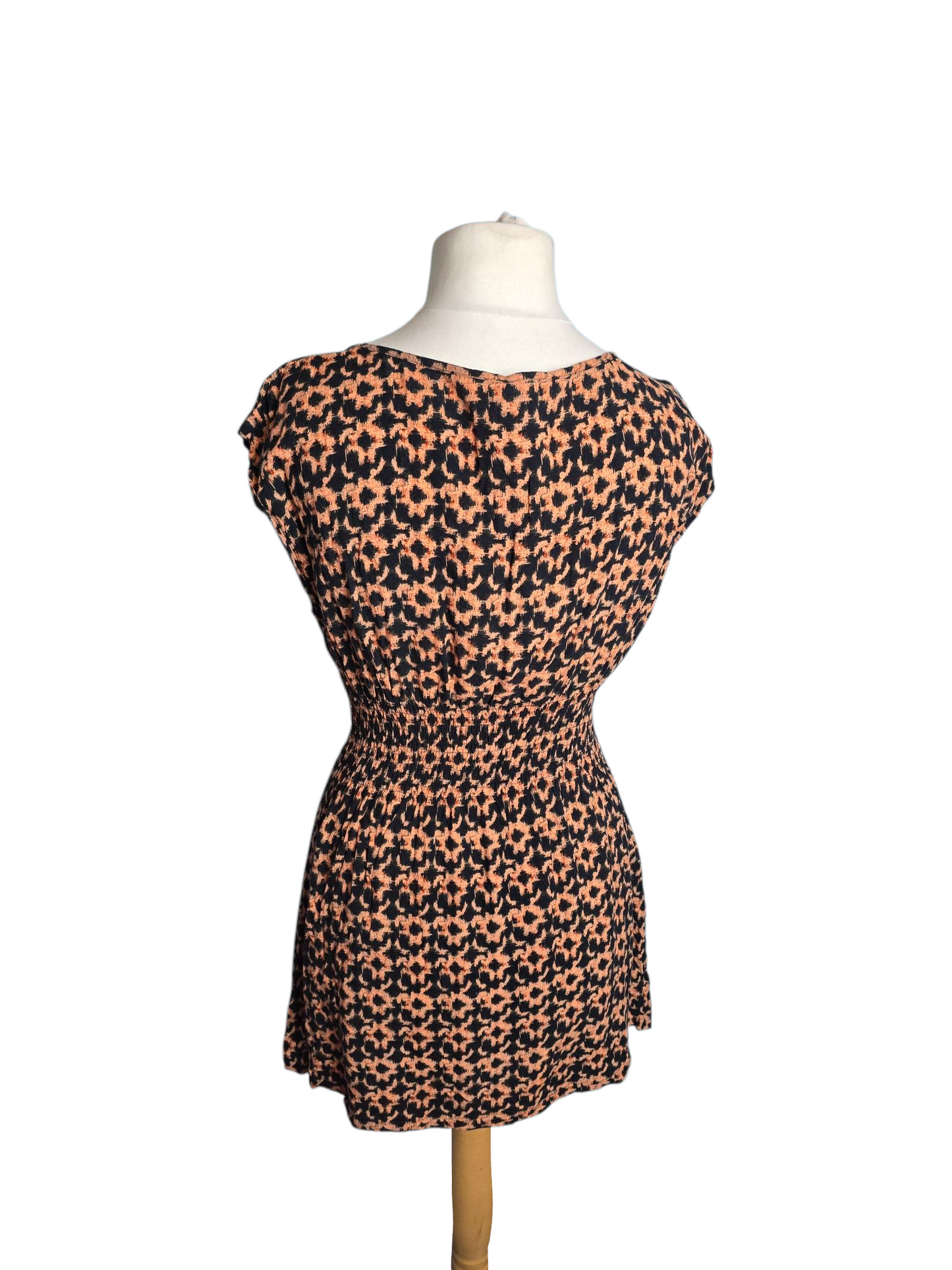 AX Paris Brown & Black Mini Dress Size 14 – Elasticated Waist, Short Sleeves