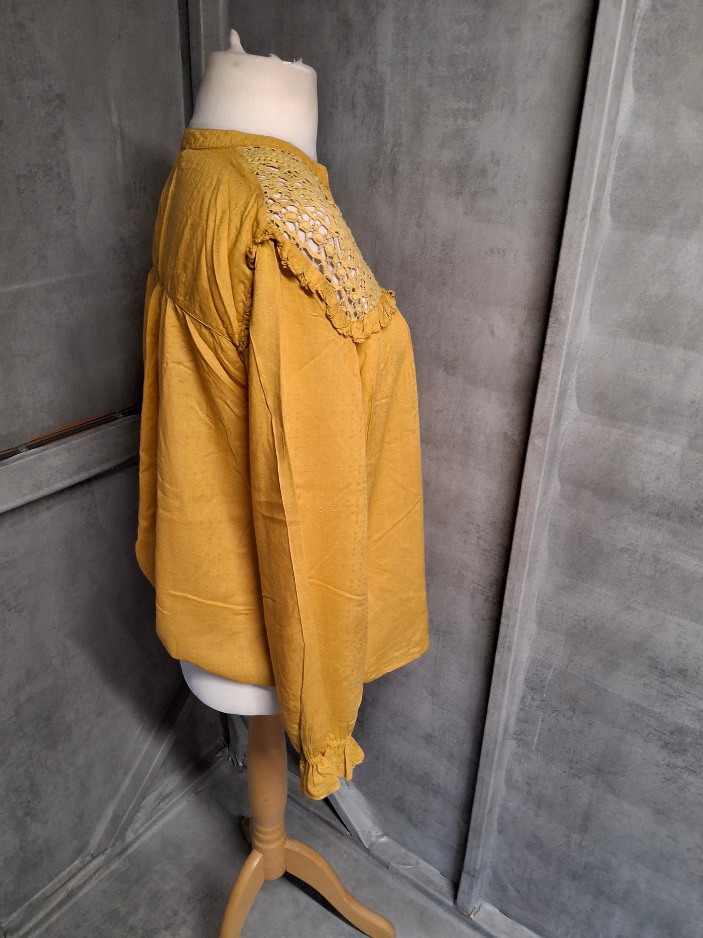 Laura Ashley Mustard Yellow Blouse – Size 12 – 100% Modal