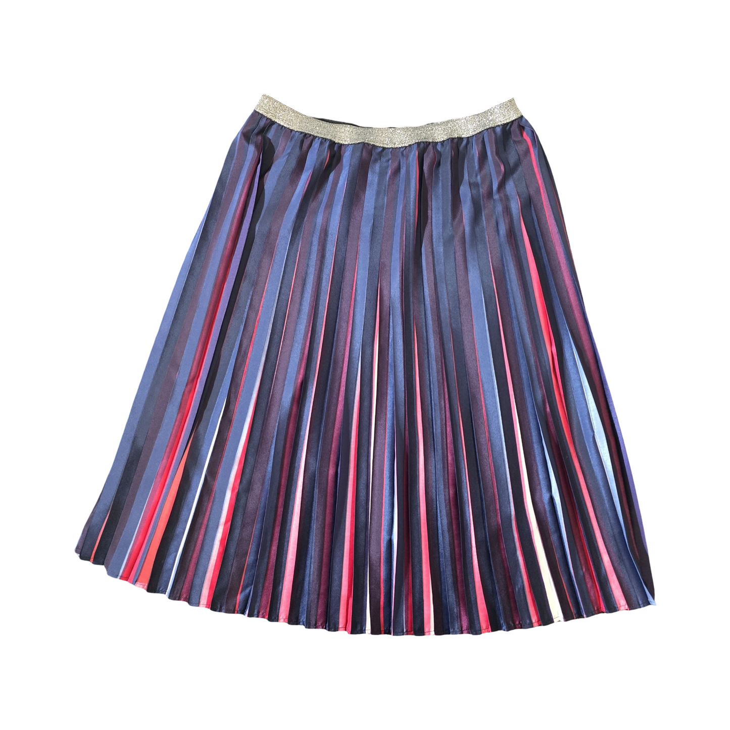 Cath Kidston 25th Anniversary Pleated Midi Skirt – Blue/Red/Pink Glitter Waist – Size 12