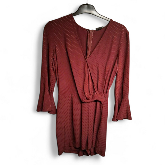 Topshop Purple Playsuit – Size 10 – Bell Sleeve Wrap Style with Zip Back