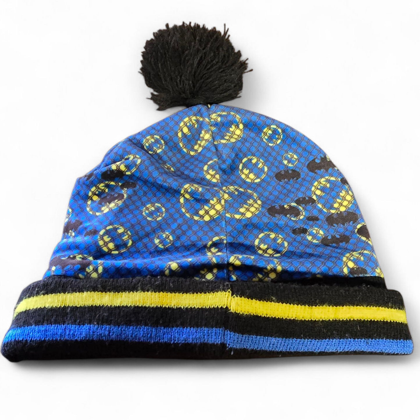 Boys Batman Blue & Black Winter Hat with Pom-Pom – One Size Fits 5 Years+
