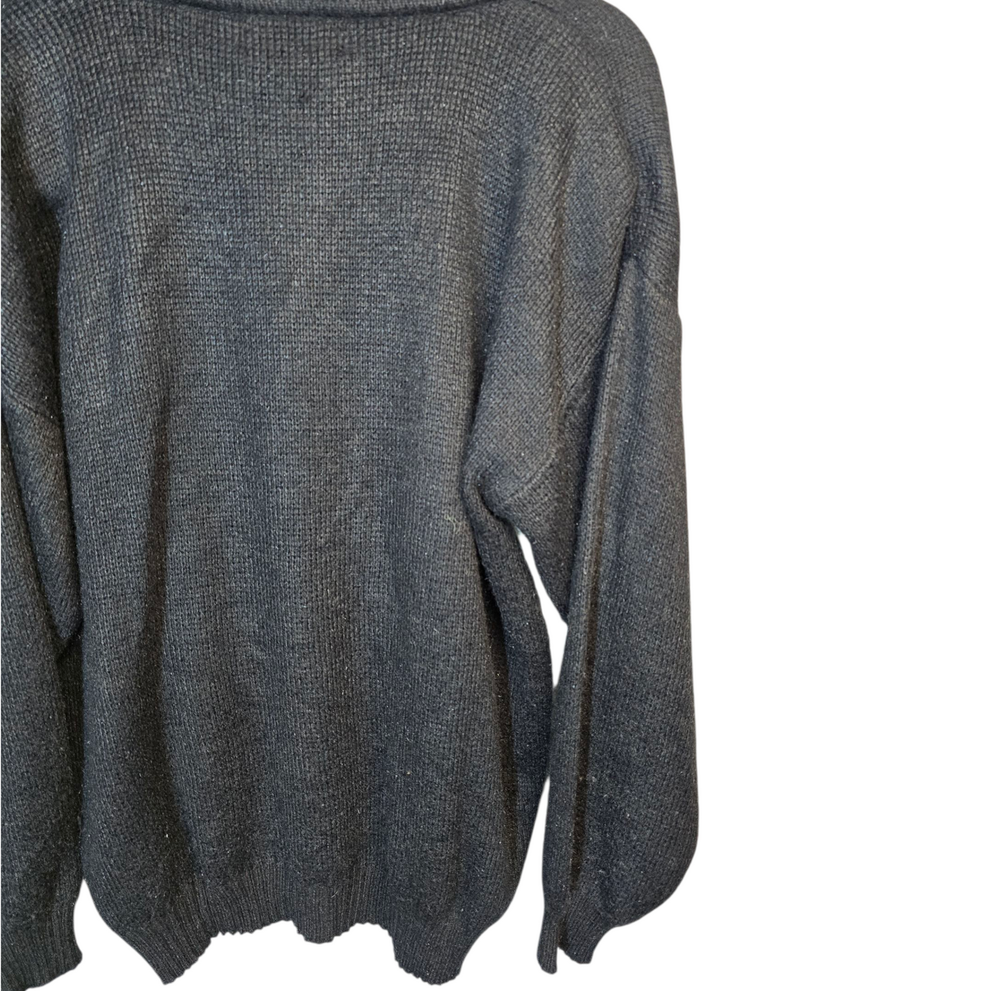 Vintage Hannah Grey & Black Cat Design Knitted Jumper – Oversized Fit