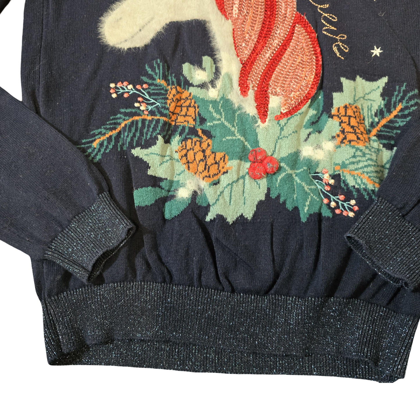 Tu Girls Navy Xmas Unicorn Jumper – Age 11 – Sequin & Fluffy Design