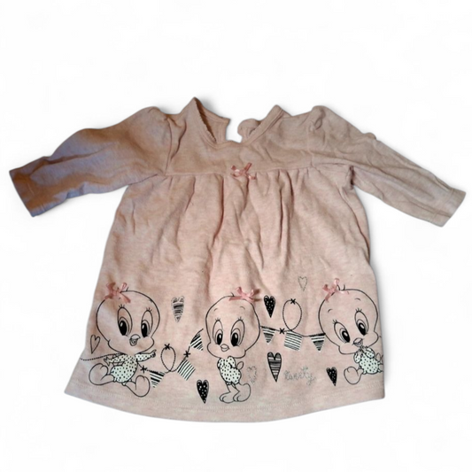 George Girls Pink Tweety Print Long Sleeve T-Shirt – 3–6 Months – 100% Cotton