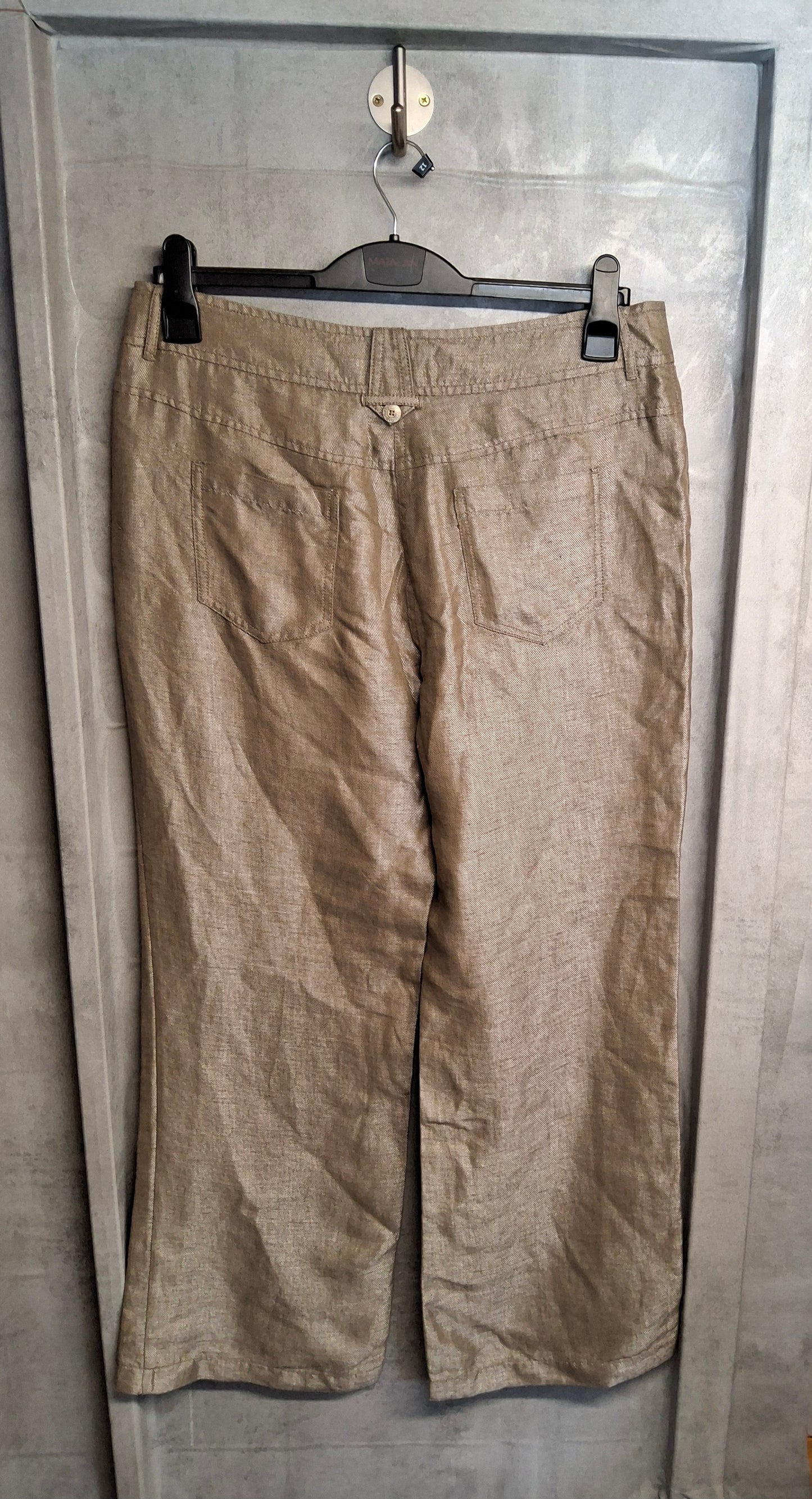 M&S Bronze Pisa Fit Wide Leg Trousers – Size 14 Reg – Linen Blend – NWT