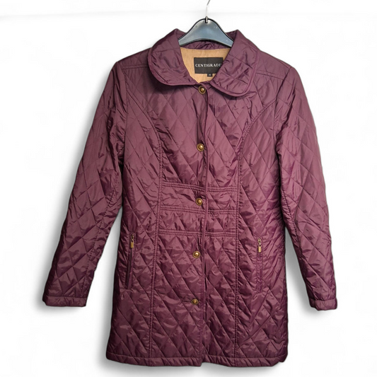Centigrade Purple Quilted Midi Coat – XS (UK size 6/8)