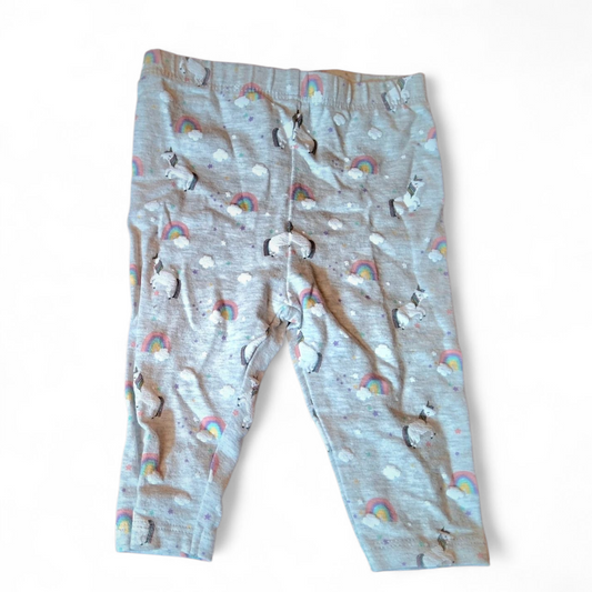 Primark Girls Grey Leggings – Unicorn & Rainbow Print – 3–6 Months – Cotton 🌈🦄