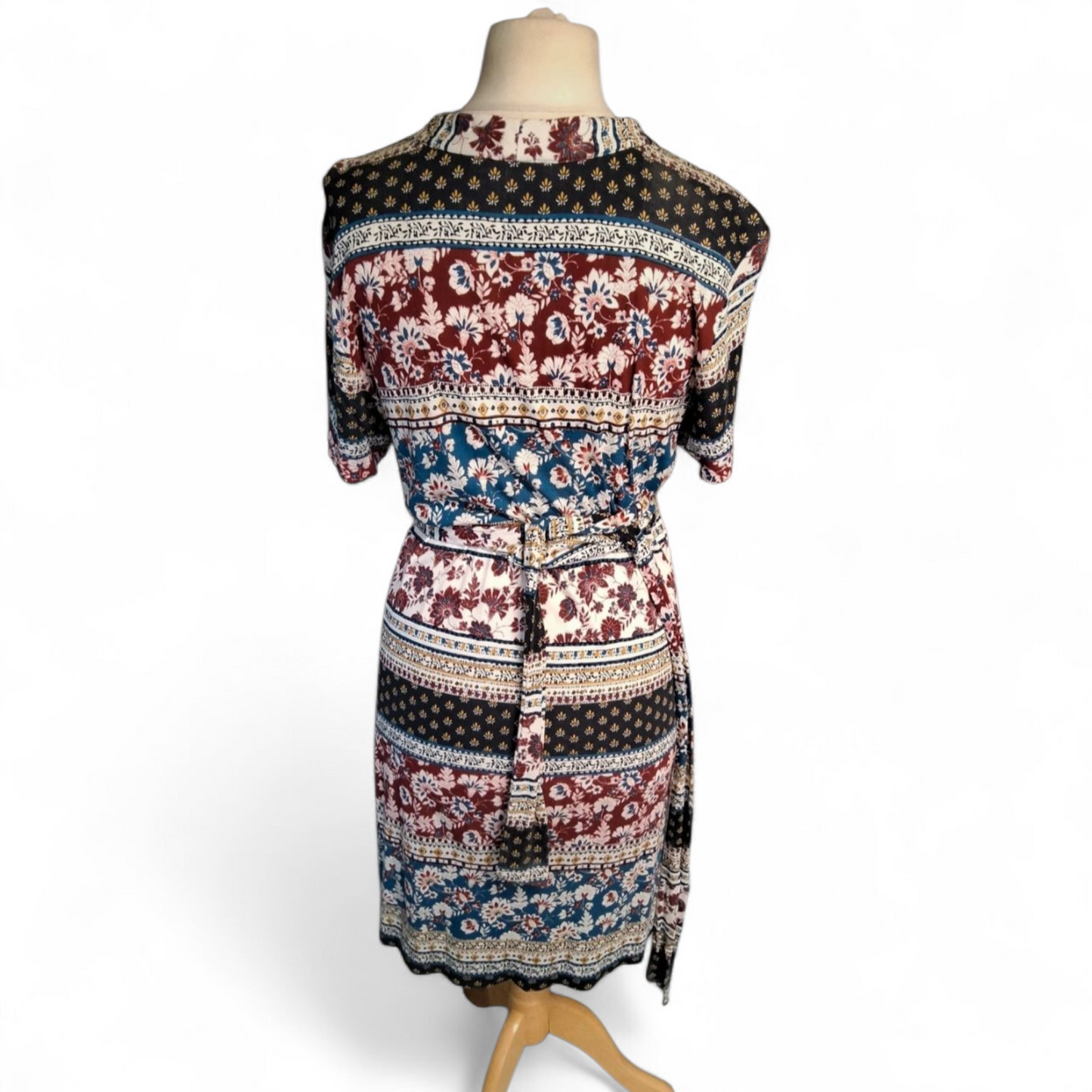 FatFace Mixed Floral Stripe Midi Dress – Size 14 – Boho Cool