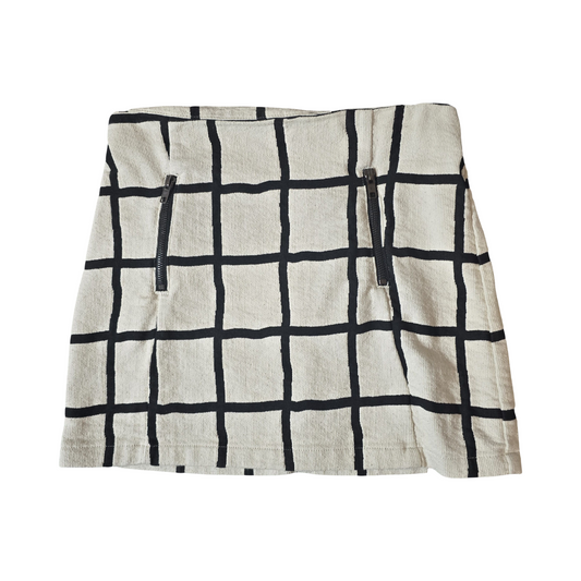 Topshop Grid Print Mini Skirt – Size 10 – Cotton Blend – Monochrome